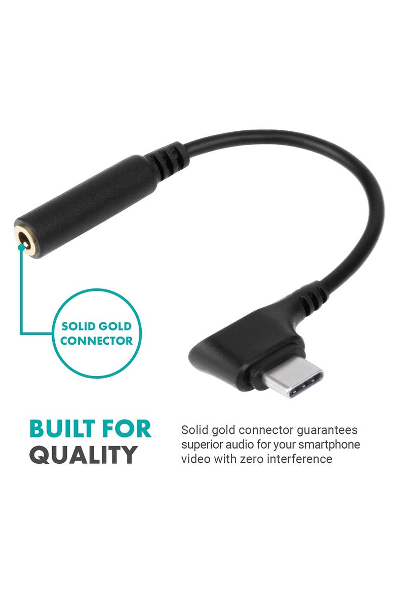 UCMA-3 Female 3.5mm TRRS to USB-C Right Angle Mic. Cable, Alternate, color, Black