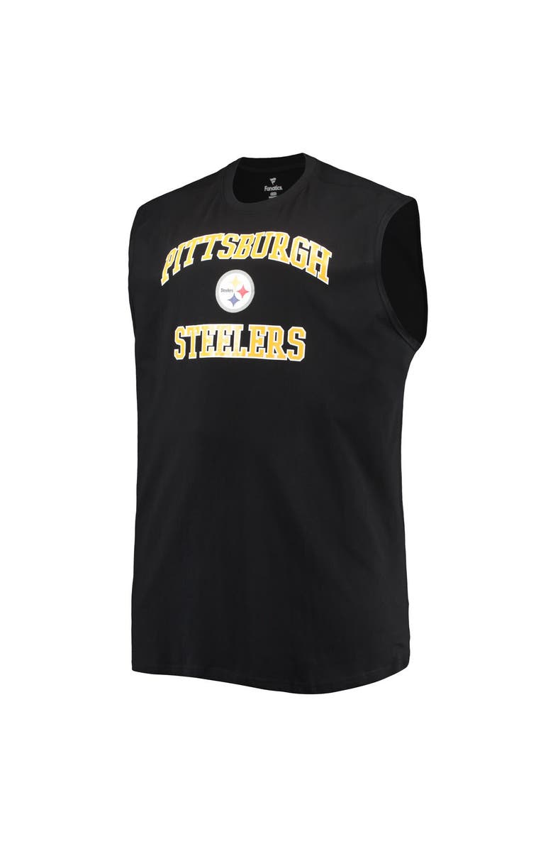 PROFILE Men's Black Pittsburgh Steelers Big & Tall Muscle Tank Top, Alternate, color, 