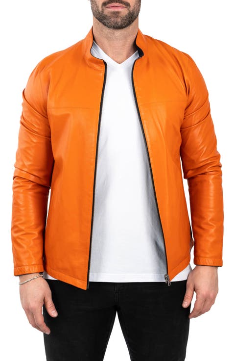JEShifangjiusu Men'S Leather Classic Jacket Casual Bomber