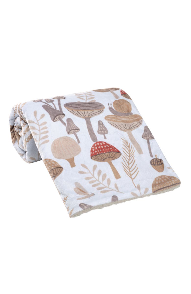 Lambs & Ivy Mushroom Meadow Soft White/Taupe Luxury Baby Blanket, Alternate, color, Cream