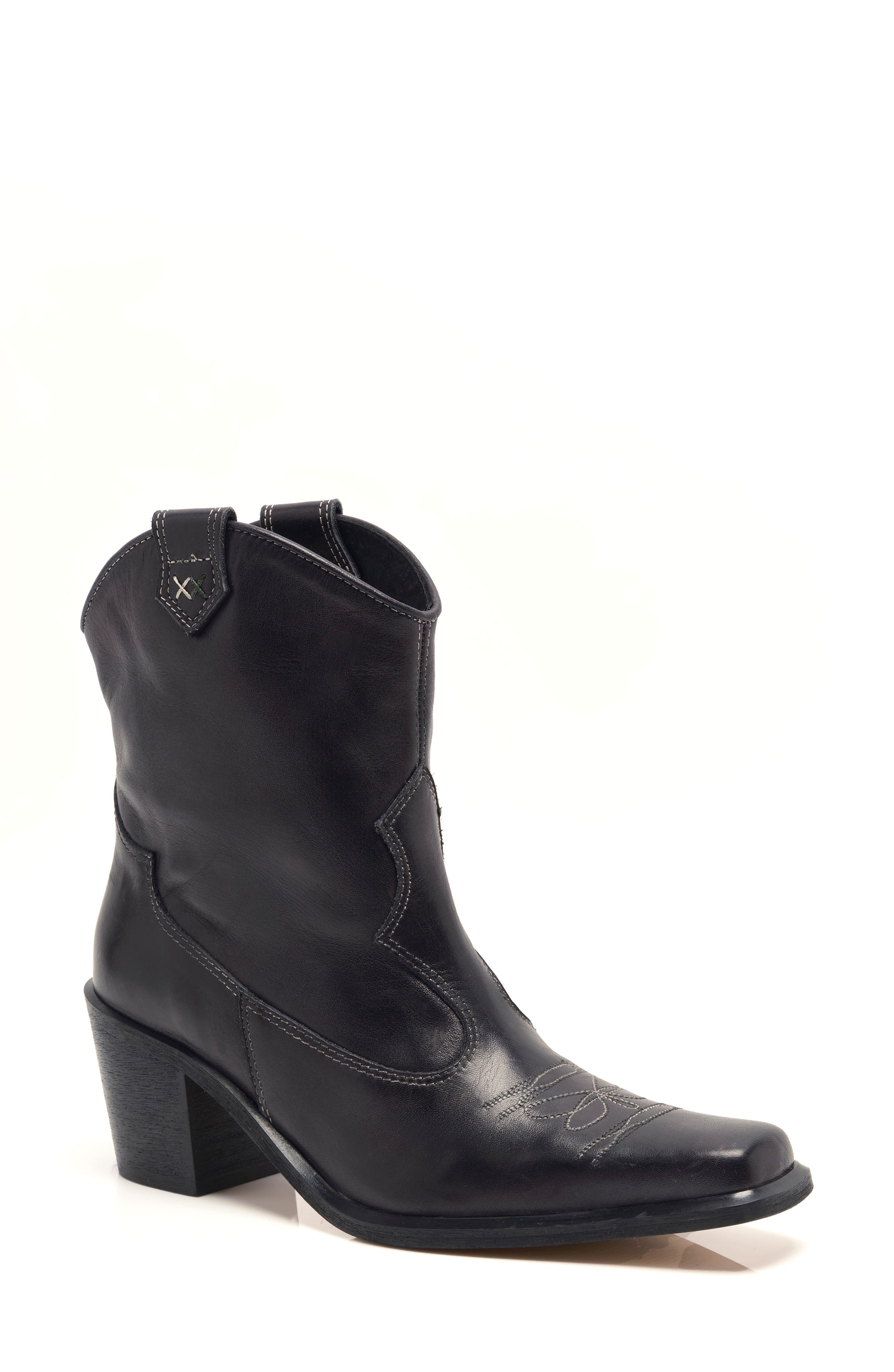 Free People Wandering Western Boot, Main, color, Black Leather