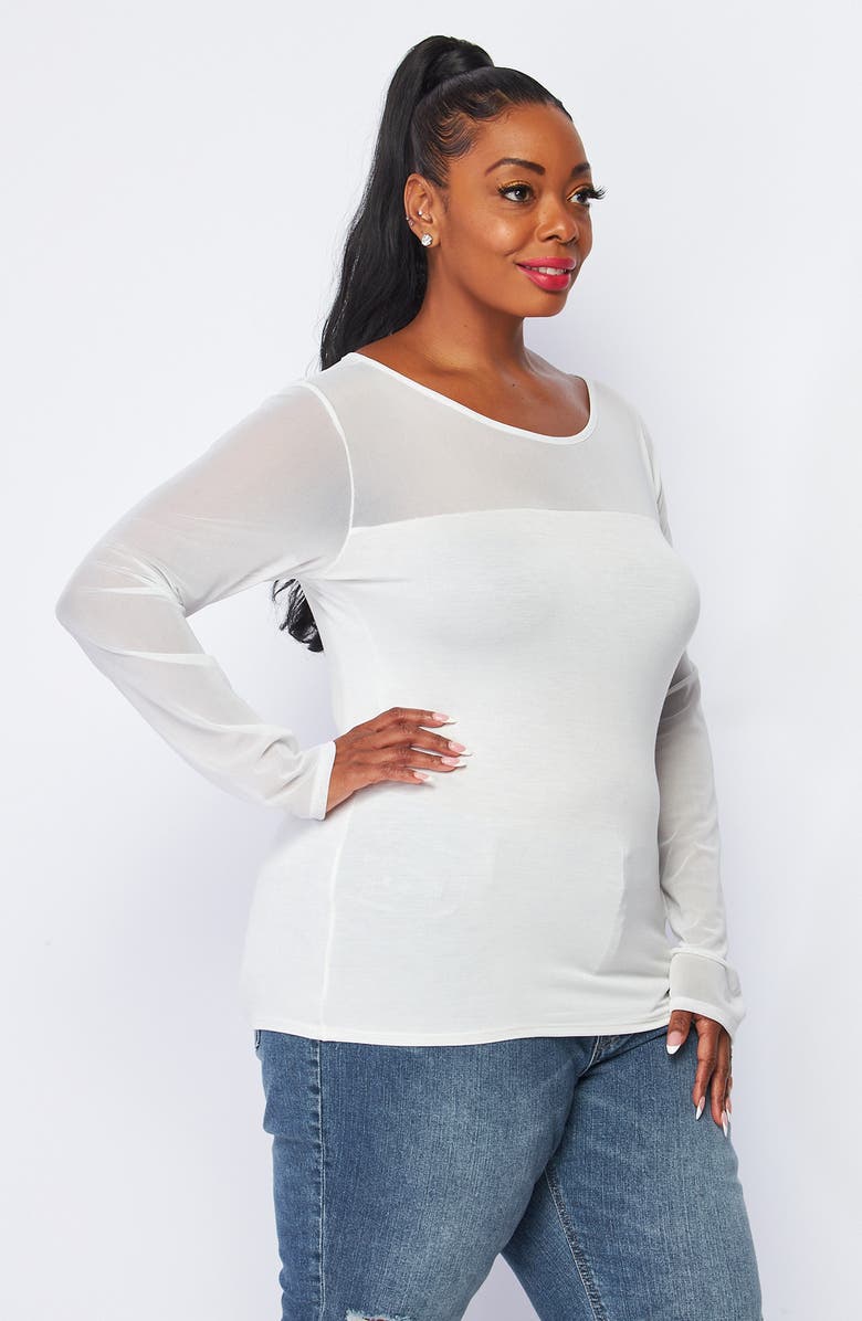 BLUEGREY Mixed Media Long Sleeve Top, Alternate, color,