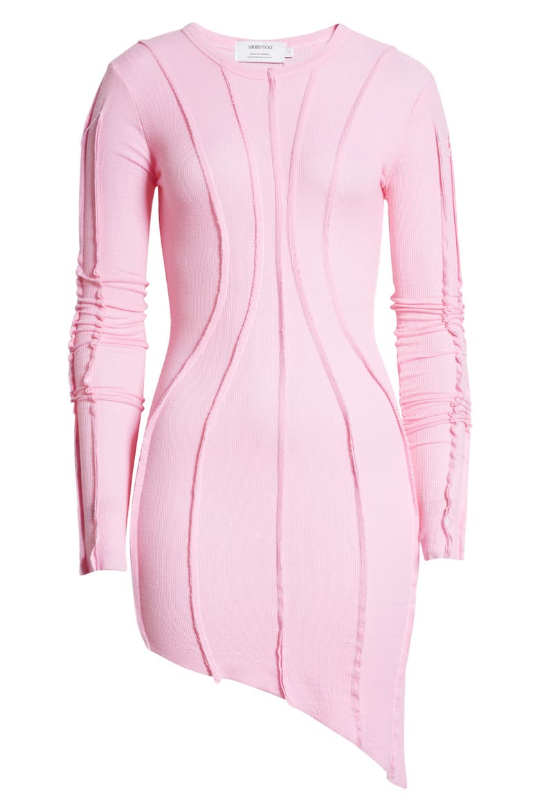 Long Sleeve Asymmetric Rib Minidress, Alternate, color, PINK