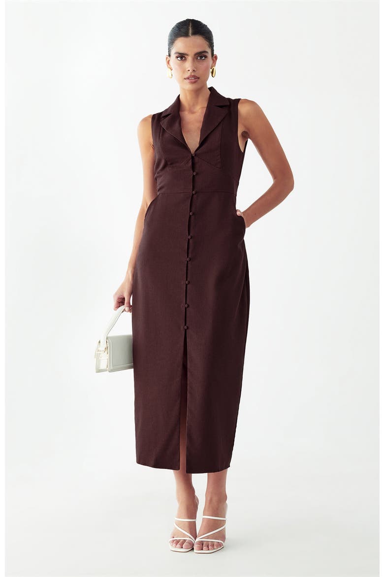 Barossa Midi Dress, Alternate, color, Chocolate