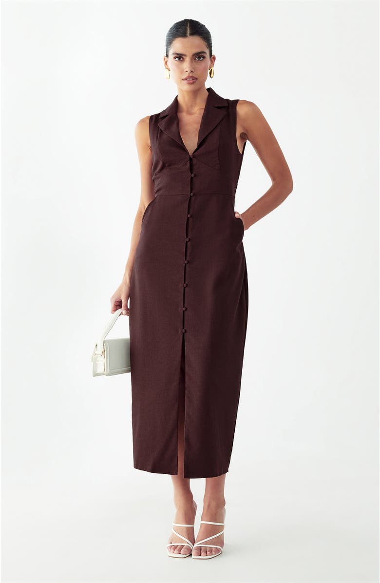 WILLA Barossa Midi Dress, Alternate, color, Chocolate