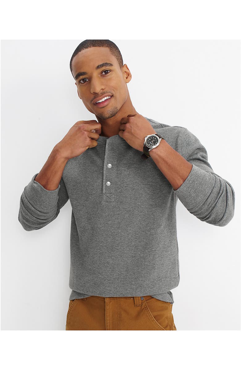 Lands' End Long Sleeve Thermal Waffle Henley, Alternate, color, Pewter Heather
