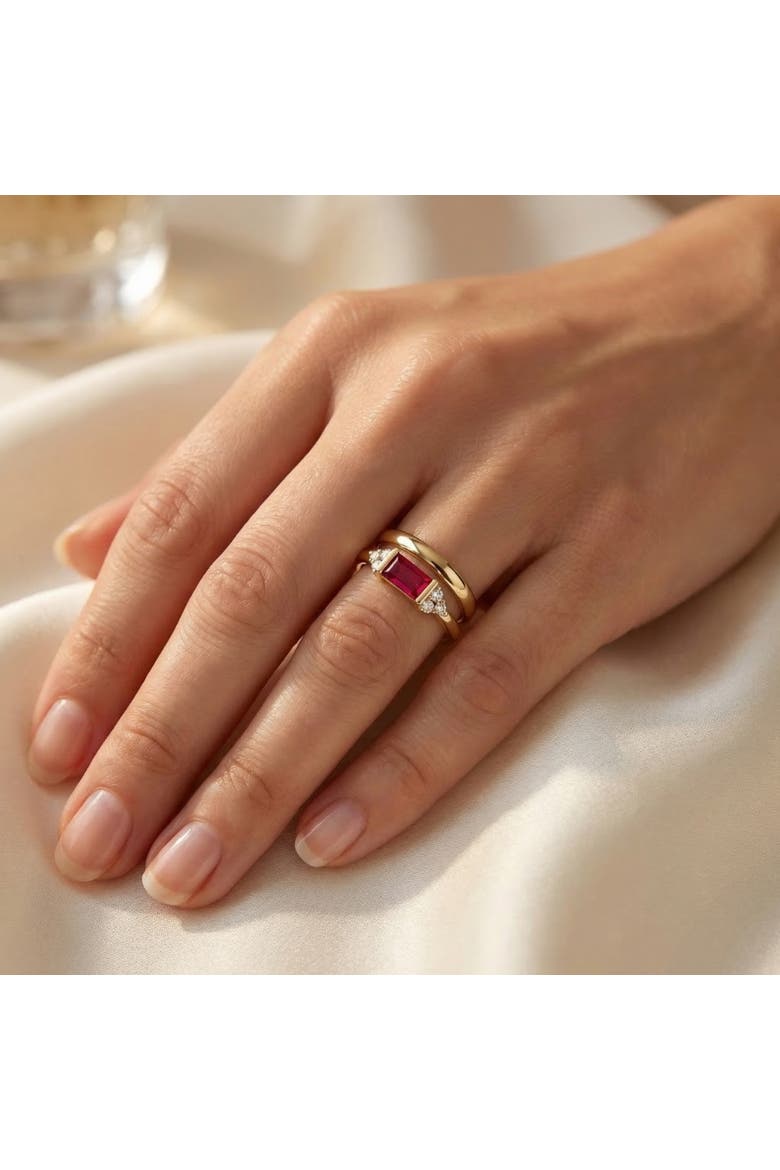 1/3Ct Thin Ruby Diamond Stackable Wedding Ring 14k Gold Lab Grown, Alternate, color, 14k Yellow Gold