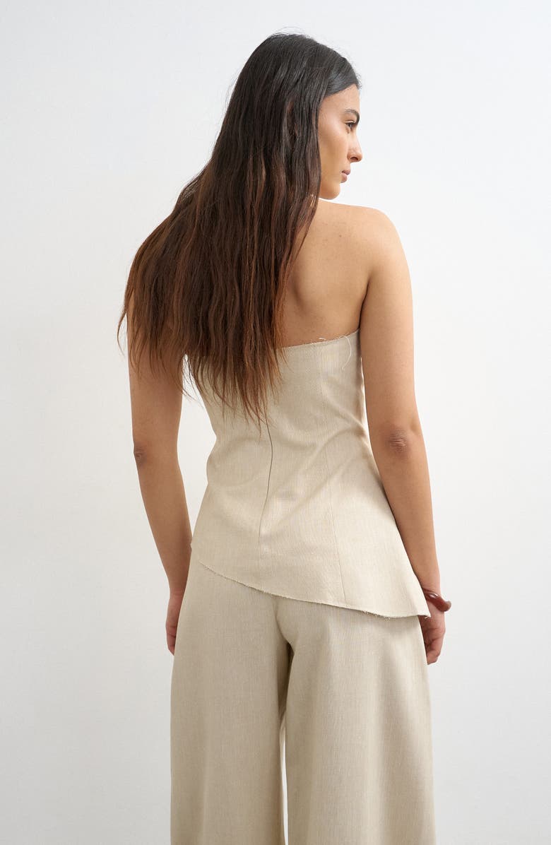 Topshop Asymmetric Raw Hem Strapless Top, Alternate, color, Brown