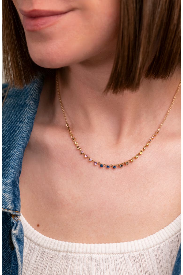 Mylene 18k Gold Rainbow Sapphire Necklace, Alternate, color, 18K YELLOW GOLD