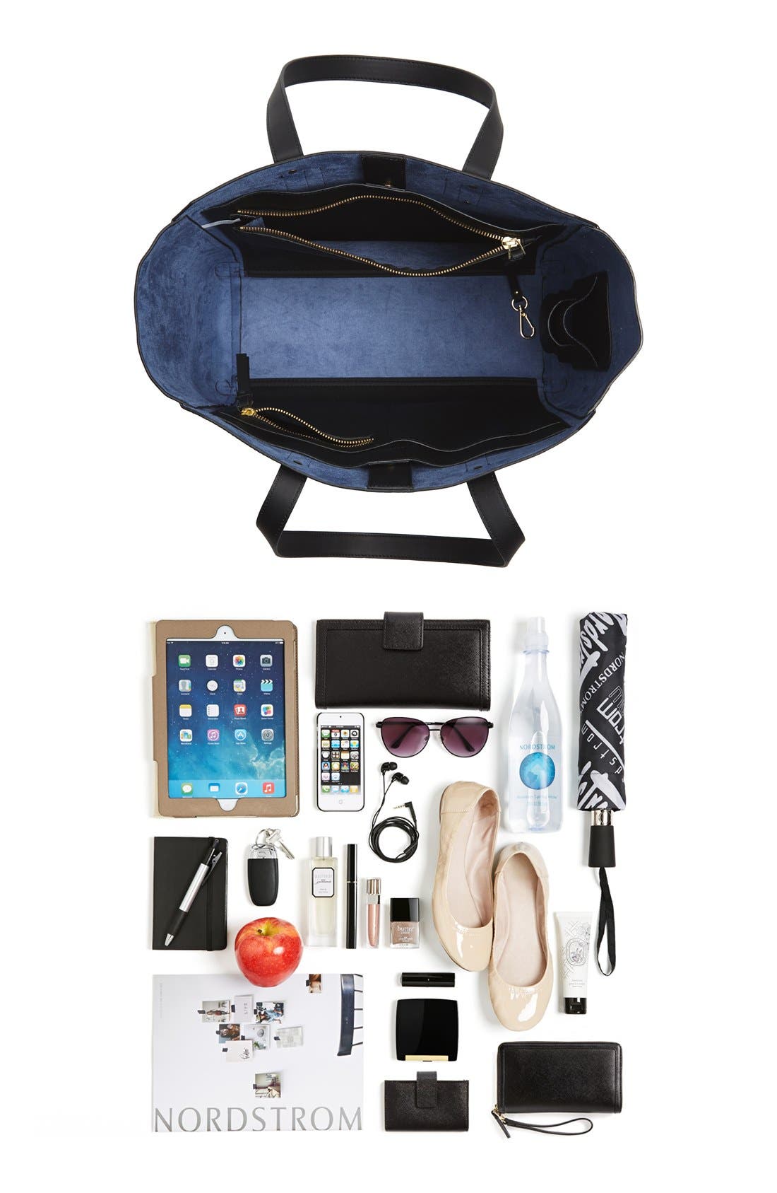 'Soho Solutions' Leather Tote, Alternate, color, BLACK
