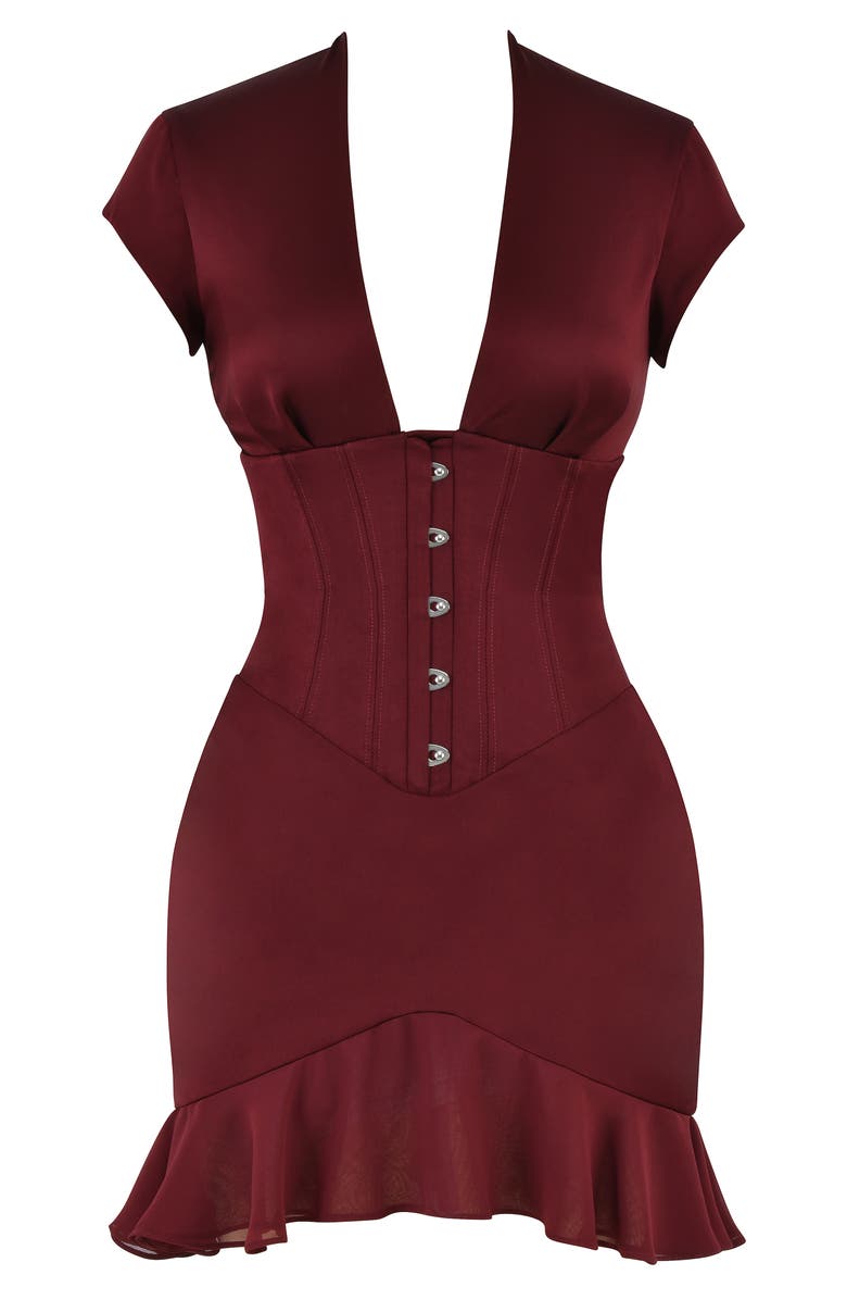 HOUSE OF CB Tianna Plunge Neck Corset Minidress, Alternate, color,