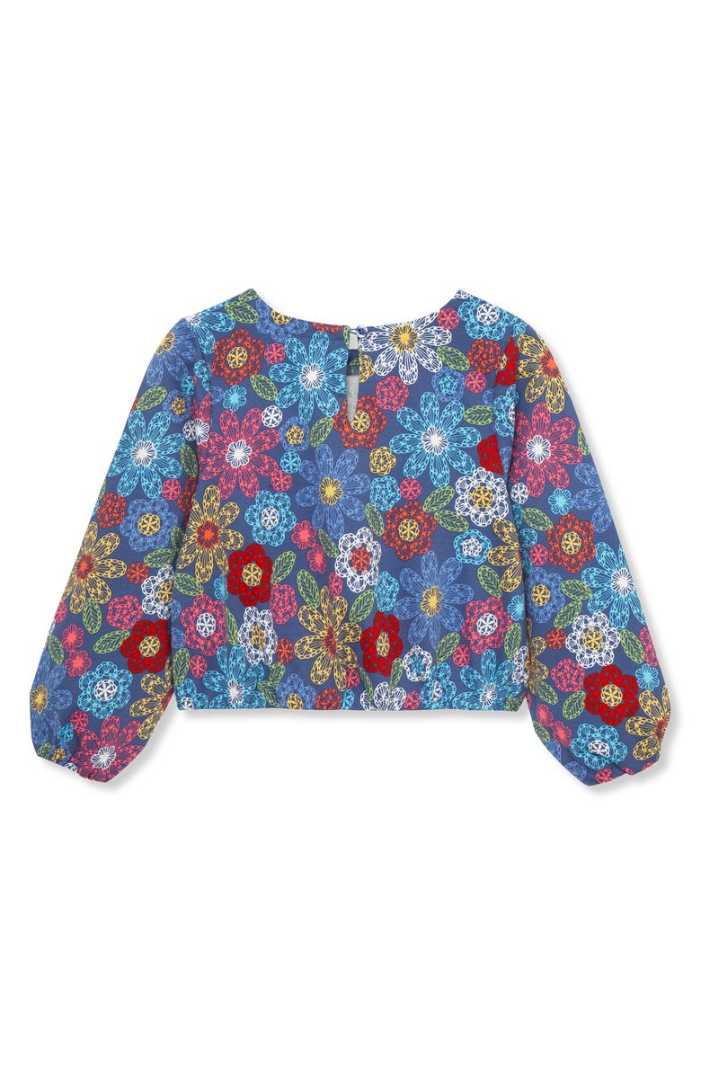 Peek Aren't You Curious Kids' Flowers Print Top, Alternate, color, Blue Floral Print