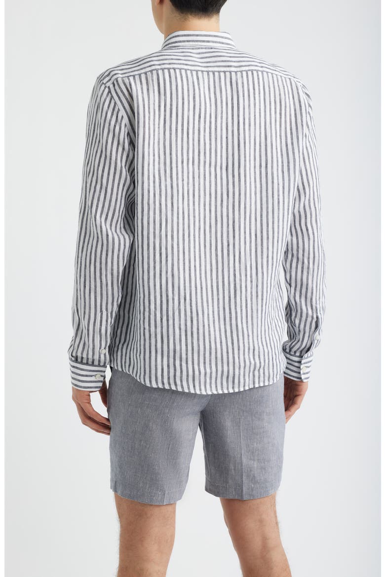 Liam Regular Fit Linen Button-Up Shirt, Alternate, color, DARK BLUE
