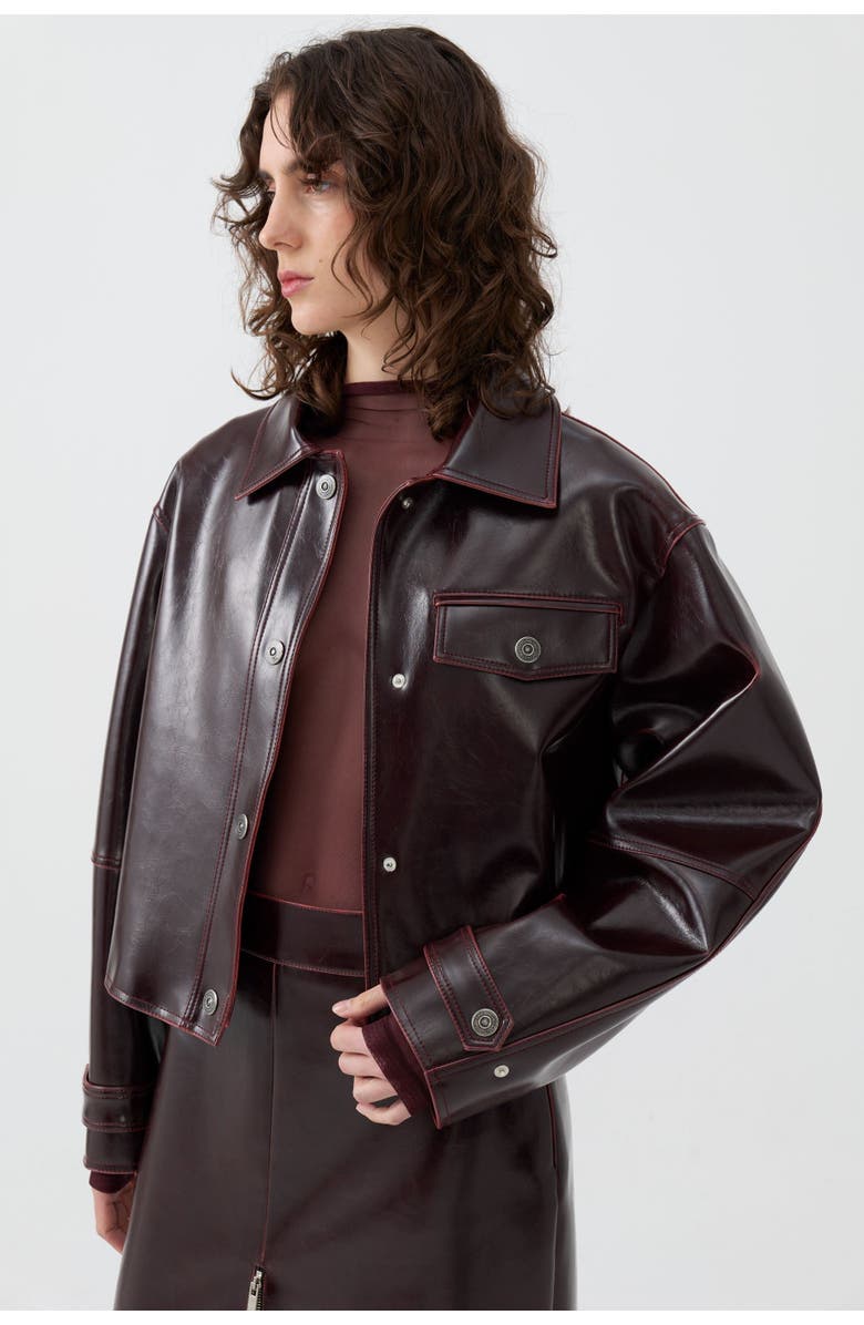 Nocturne Faux Leather Cropped Jacket, Main, color, 