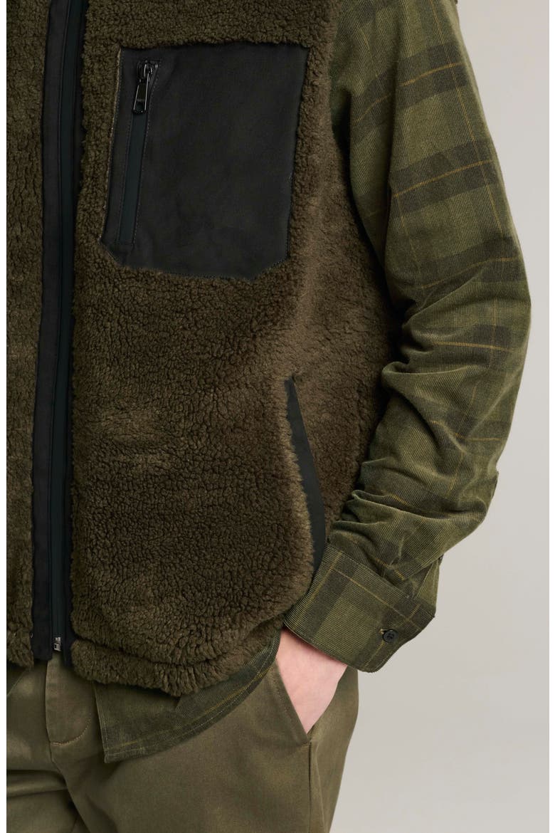 Faux Fur Sherpa Zip Vest, Alternate, color, DARK LEAF