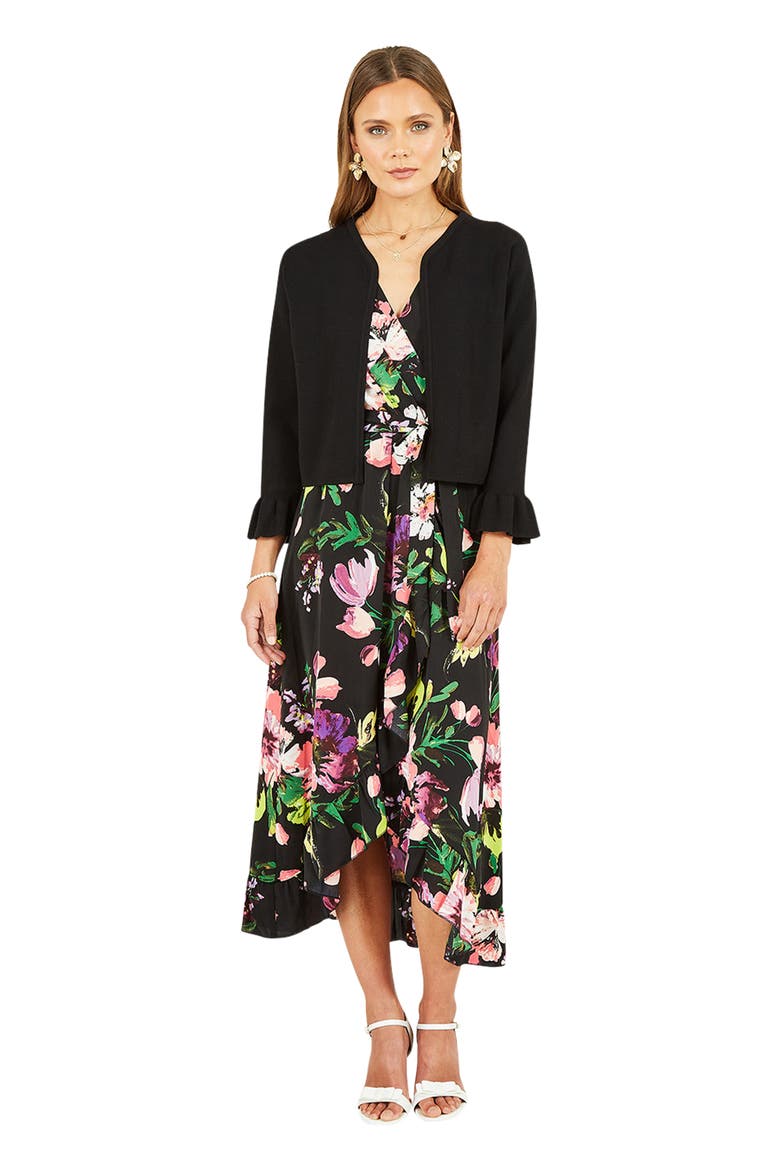 Bell Sleeve Cropped Cardigan, Alternate, color, Black