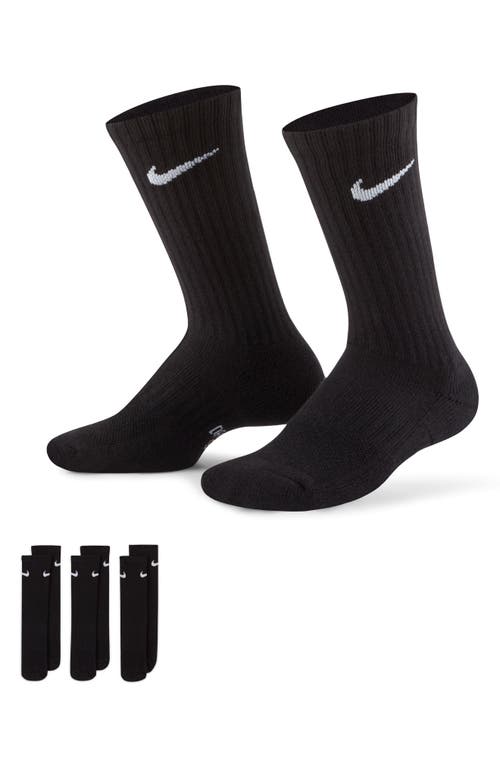 Nike Kids' Dri-fit Perforated Cushioned Crew Socks In 010 Black/white
