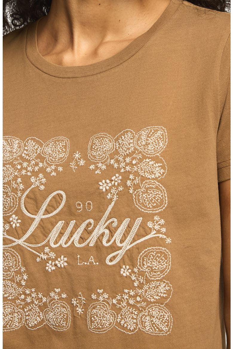 Floral Frame Graphic T-Shirt, Alternate, color, BROWN