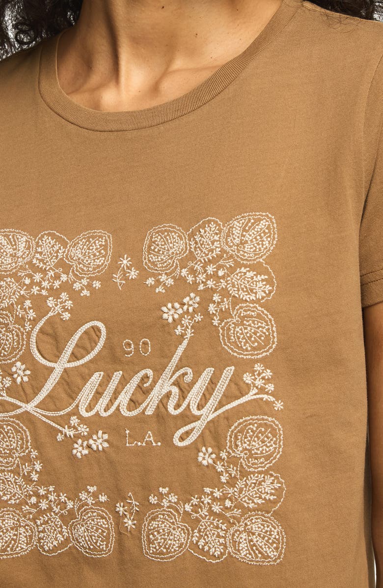 Lucky Brand Floral Frame Graphic T-Shirt, Alternate, color, Brown