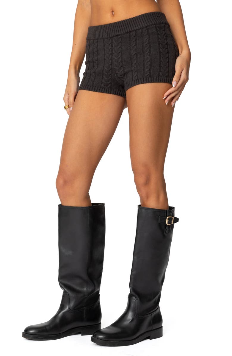 EDIKTED Avey Cable Knit Shorts, Alternate, color, Dark-Gray