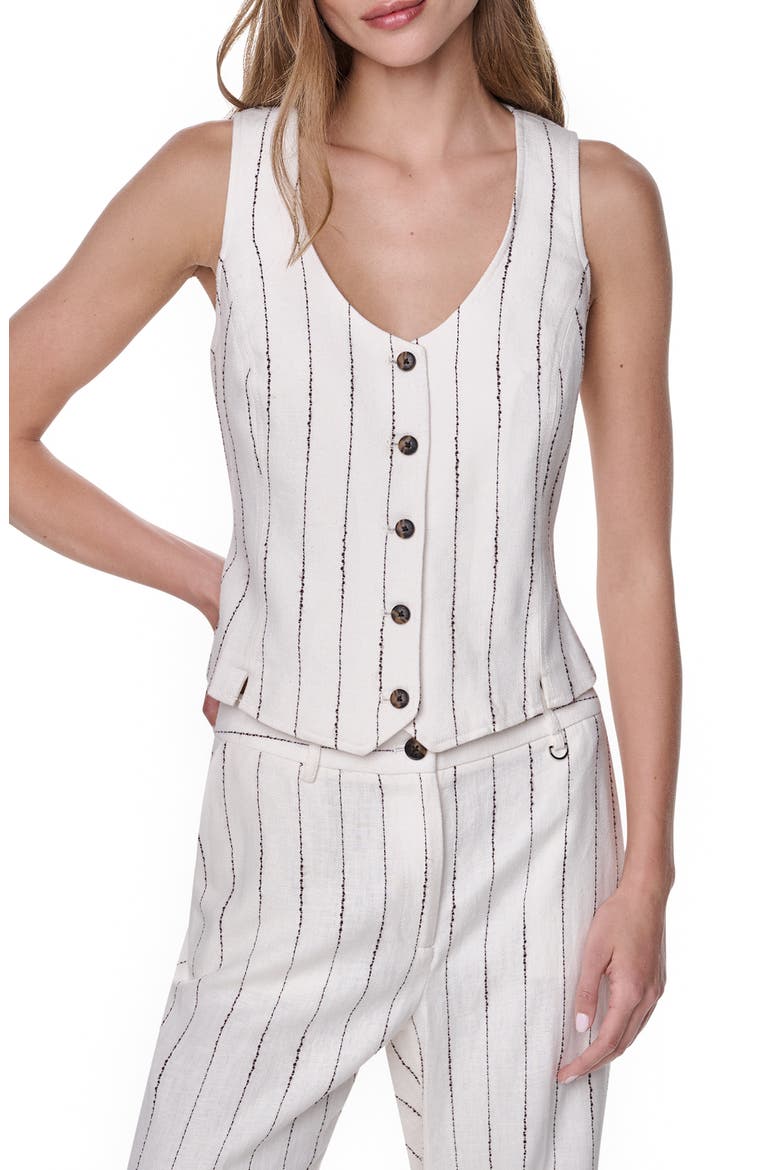 Stripe Linen Blend Vest, Main, color, COCONUT/ TOBACCO