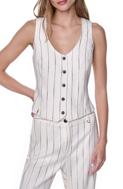 Stripe Linen Blend Vest