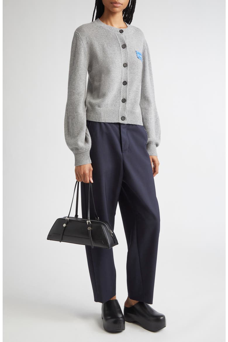 Mending Logo Cashmere Cardigan, Alternate, color, 00N38 INOX