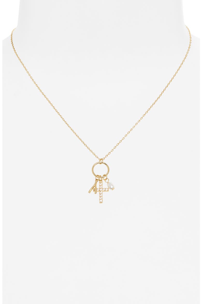 Dainty Cross Charm Necklace, Alternate, color, GOLD