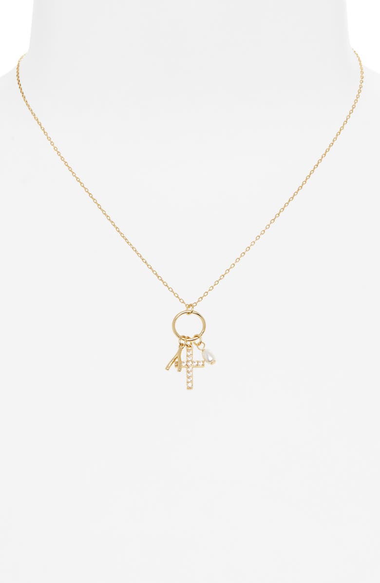 ARGENTO VIVO Dainty Cross Charm Necklace, Alternate, color, Gold
