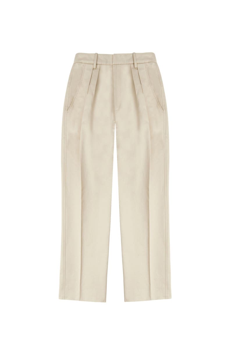 Janet Cotton Pleated Trousers, Main, color, CAMEL