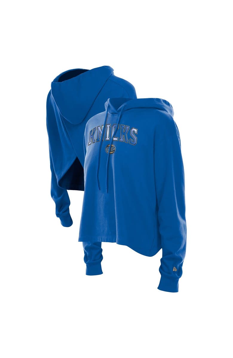 New Era Women's New Era Blue New York Knicks Glam Game Open Back Hoodie, Main, color, Blue