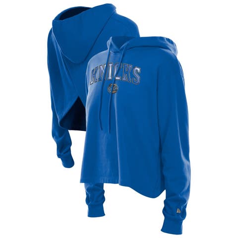 Women's New Era Blue New York Knicks Glam Game Open Back Hoodie