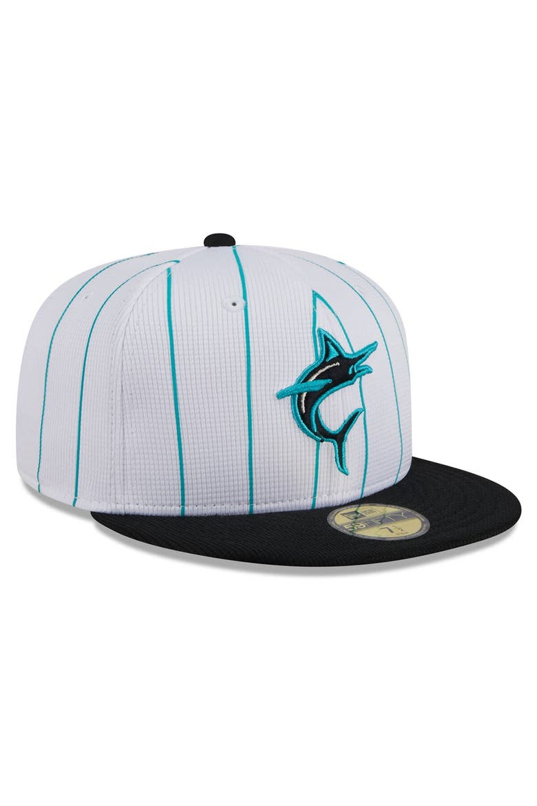 Men's New Era  White Miami Marlins 2024 Batting Practice 59FIFTY Fitted Hat, Alternate, color, White