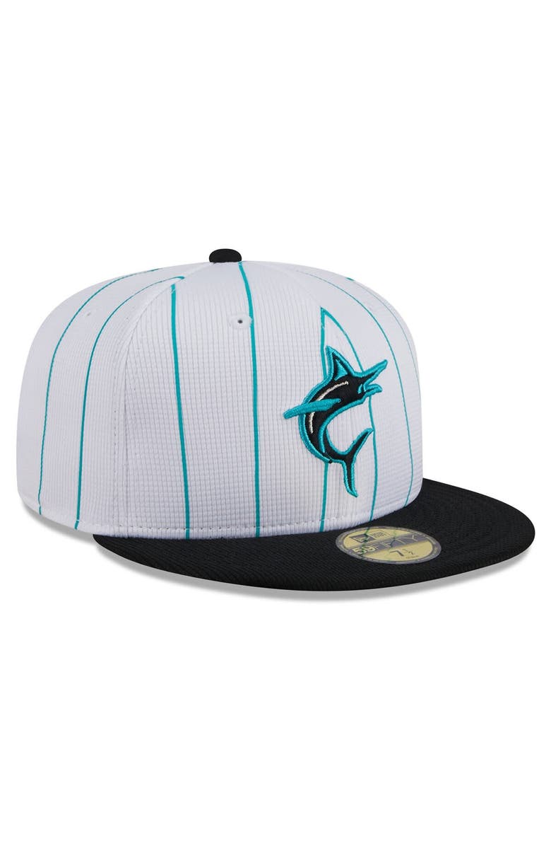 New Era Men's New Era  White Miami Marlins 2024 Batting Practice 59FIFTY Fitted Hat, Alternate, color, 