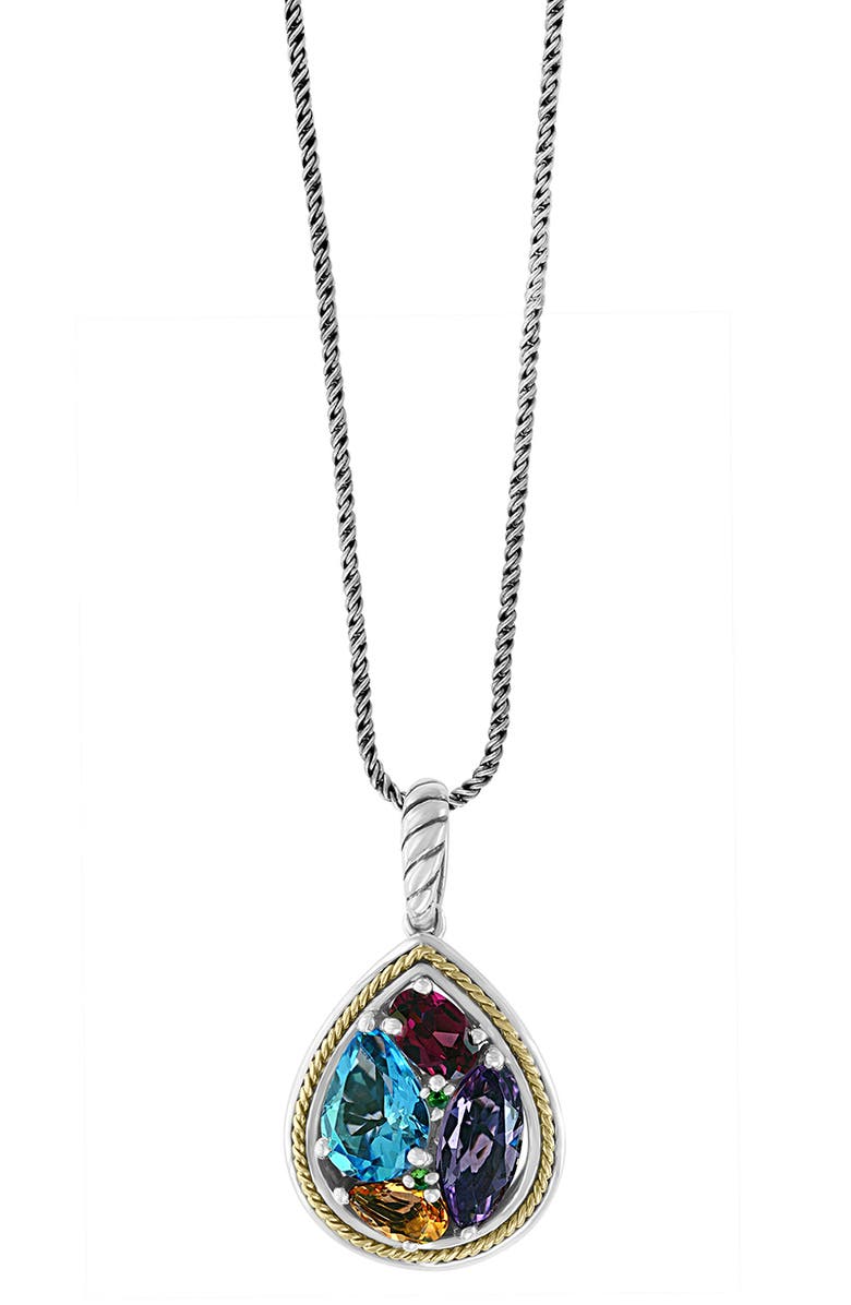 EFFY Sterling Silver & 18K Gold Multistone Pendant Necklace, Main, color, Silver
