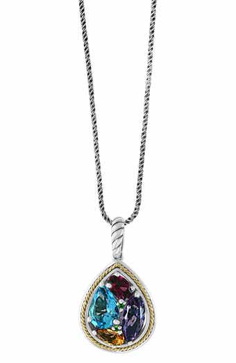 Sterling Silver & 18K Gold Multistone Pendant Necklace