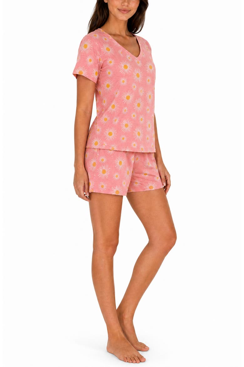 V-Neck Tee & Shorts Pajama Set, Alternate, color, STARBURST PINK