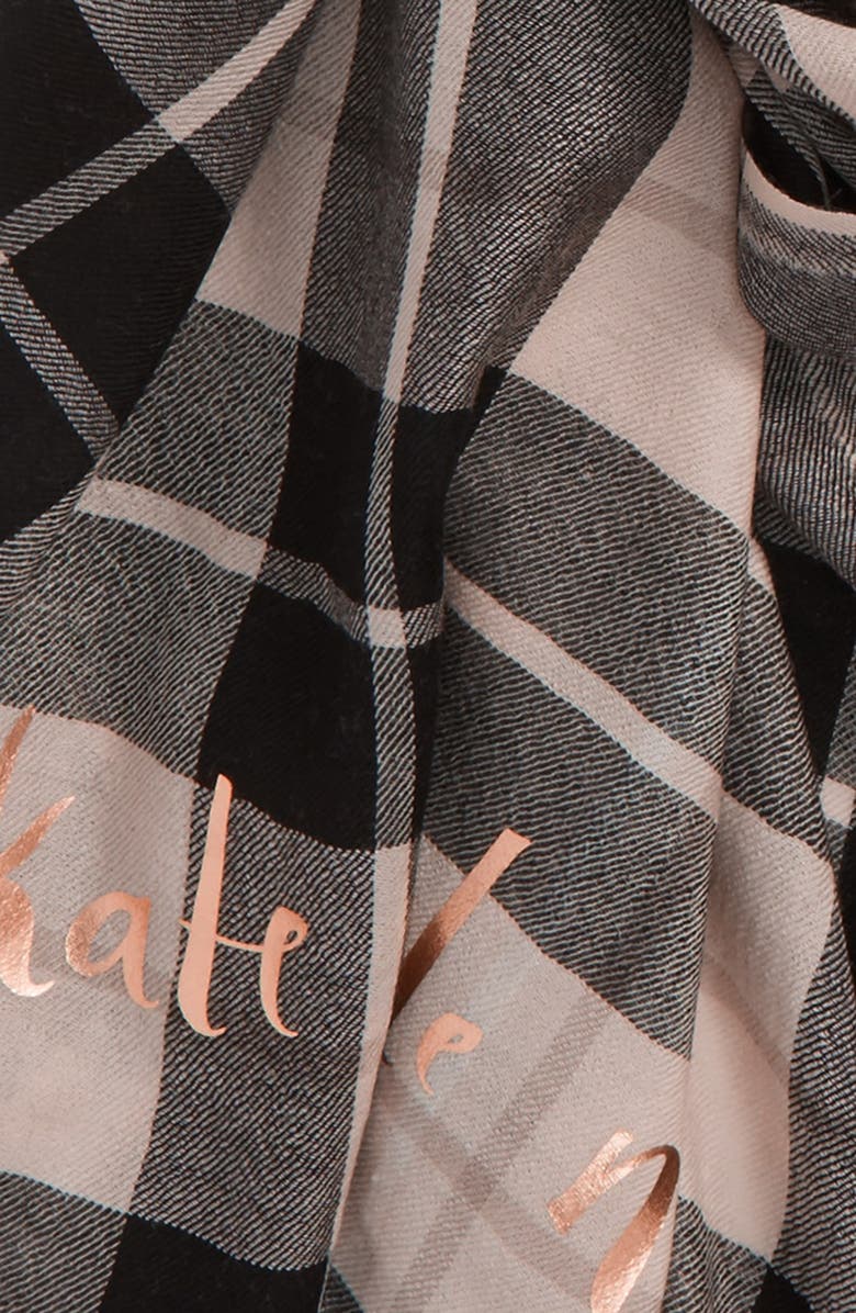 Kate Spade New York 'woodland plaid' wool scarf, Alternate, color, 