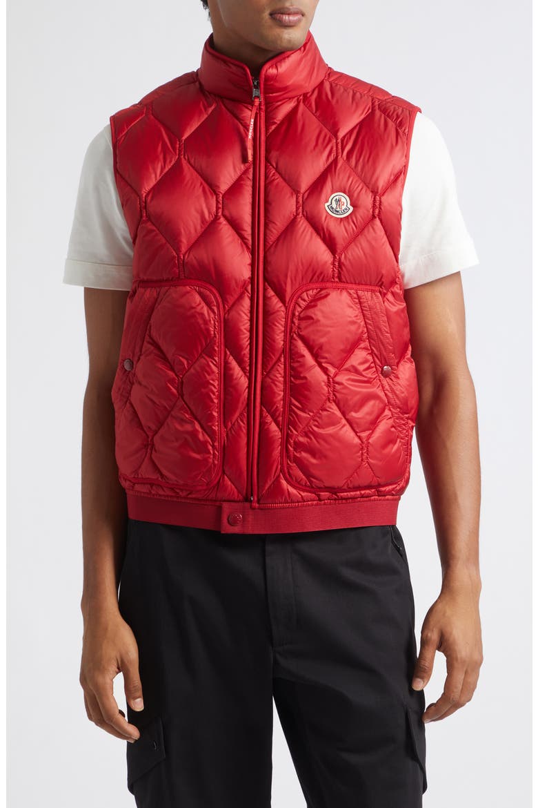 Erelia Diamond Quilted Down Vest, Main, color, DEEP RED
