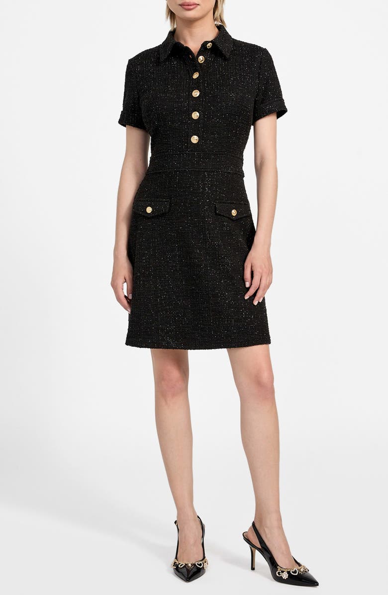GUESS Tamara Metallic Tweed Minidress, Main, color, 