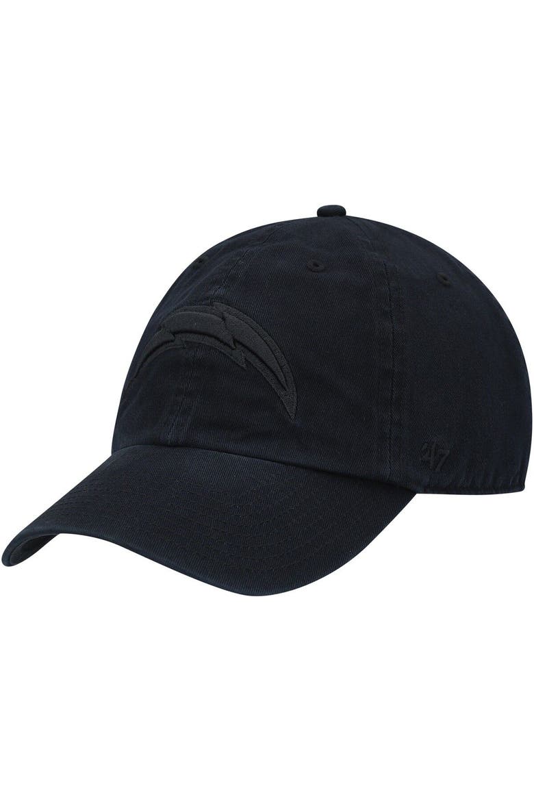 Men's '47 Black Los Angeles Chargers Team Tonal Clean Up Adjustable Hat, Main, color, Black