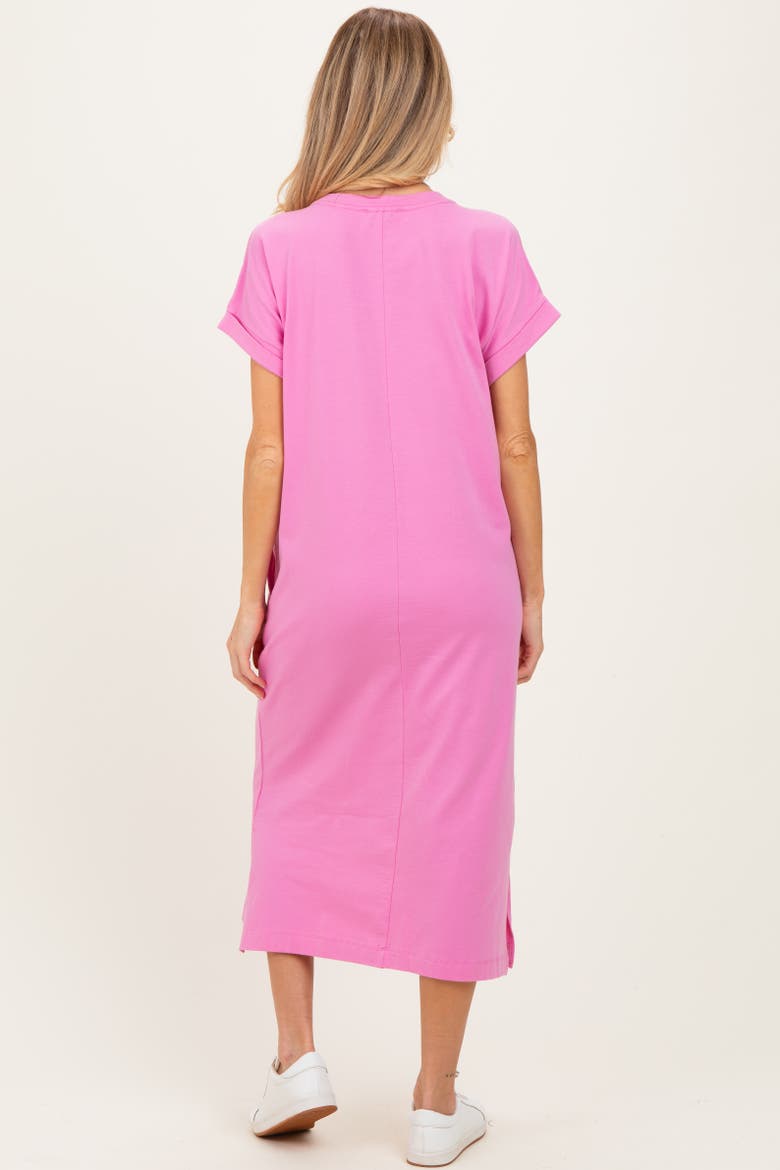 Pocket Front Midi T-Shirt Dress, Alternate, color, Pink