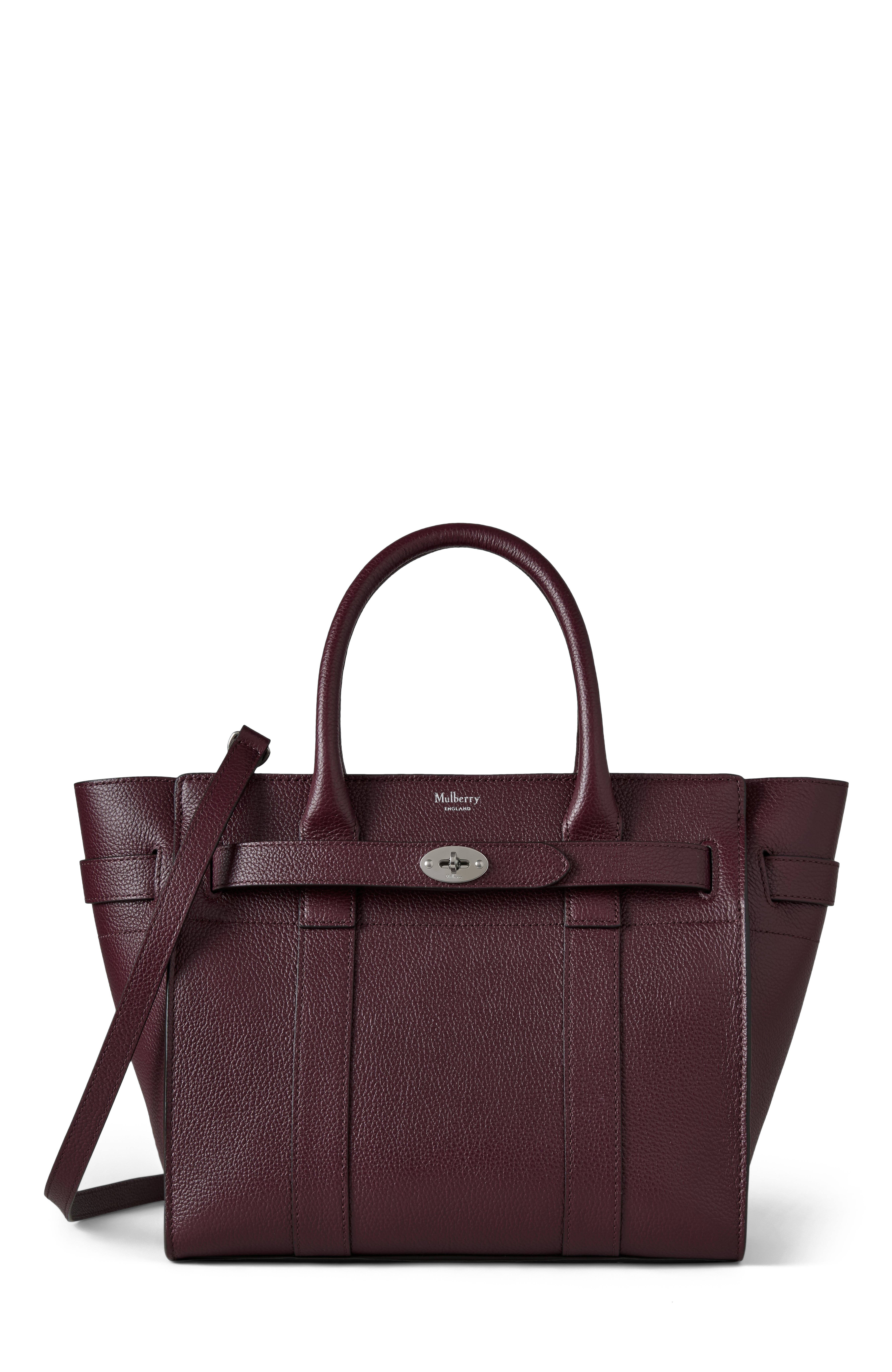 Mulberry Small Zipped Bayswater, Main, color, Black Cherry