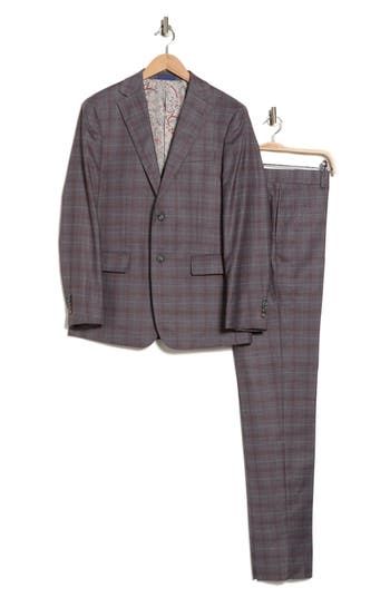 English Laundry Trim Fit Plaid Two-piece Suit In Gray