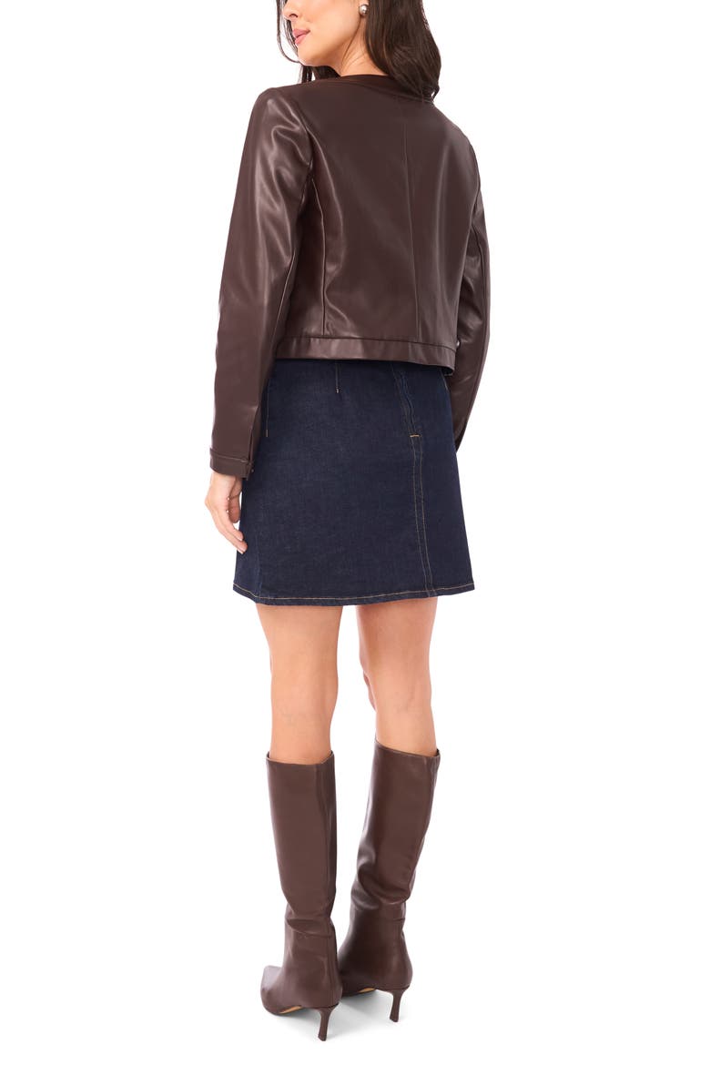 Faux Leather Jacket, Alternate, color, CHOCOLATE