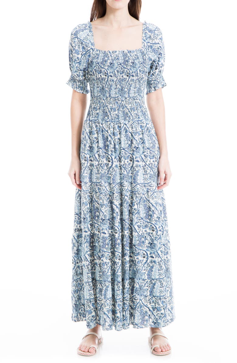 MAX STUDIO Smocked Bodice Dress, Main, color,