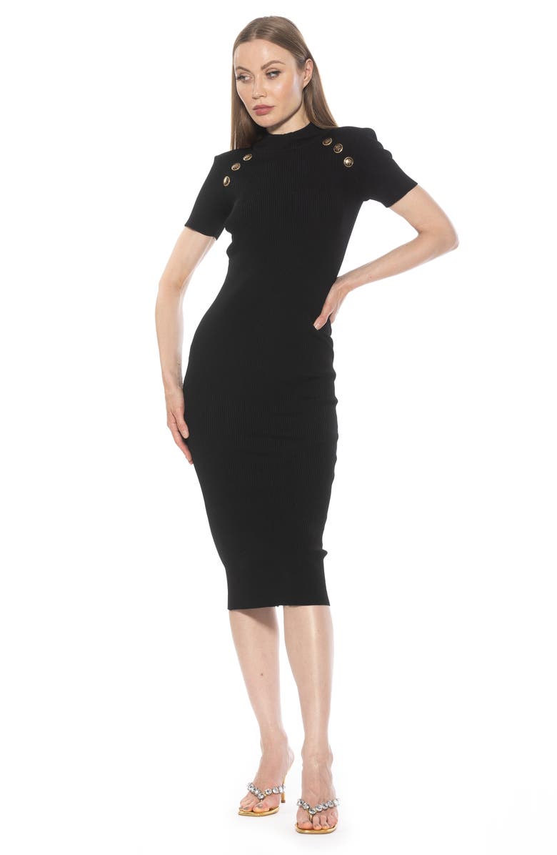 Alexia Admor Adara Rib Knit Midi Dress, Alternate, color, Black