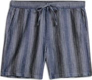 John Varvatos Stripe Cotton & Hemp Drawstring Shorts