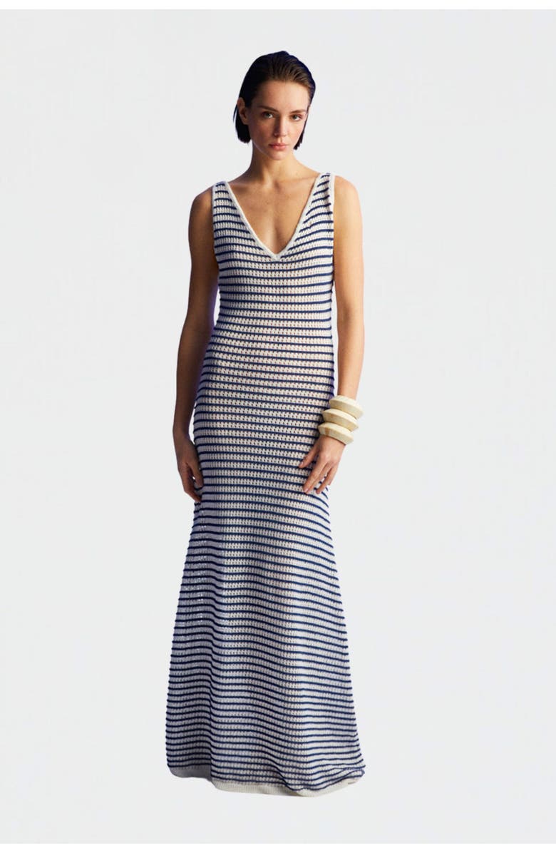 Nocturne Striped Long Dress, Main, color, 