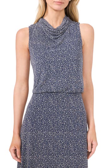 Halogen ® Ditsy Cowl Neck Sleeveless Mesh Top